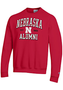 Champion Nebraska Cornhuskers Mens Red Est Alumni Powerblend Long Sleeve Crew Sweatshirt