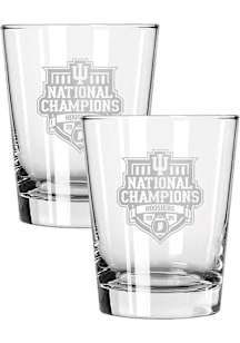 Indiana Hoosiers 2025 College Football Champions 2 Pack 15oz Etched Rock Glass - White