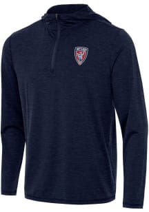 Antigua Indy Eleven Mens Navy Blue Tidy Long Sleeve Qtr Zip Pullover