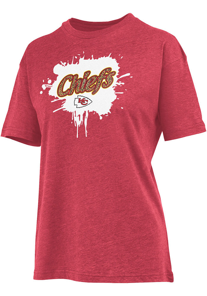 Kansas City Chiefs Womens Red Cheetah Short Sleeve T-Shirt