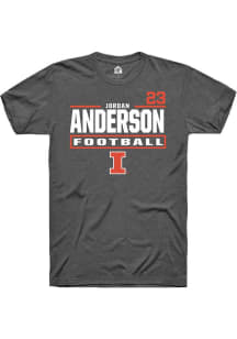 Jordan Anderson Rally Mens Dark Grey Illinois Fighting Illini NIL Stacked Box Player T Shirt