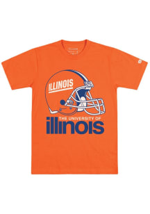Illinois Fighting Illini Orange Homefield Retro Football Helmet Short Sleeve Fashion T Shirt