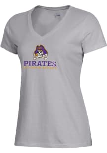 Gear for Sports East Carolina Pirates Womens Grey Mia Short Sleeve T-Shirt