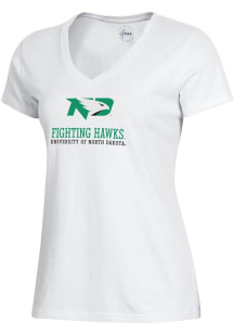 Gear for Sports North Dakota Fighting Hawks Womens White Mia Short Sleeve T-Shirt
