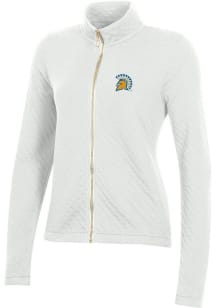 Gear for Sports San Jose State Spartans Womens White Relaxed Quilted Long Sleeve Full Zip Jacket