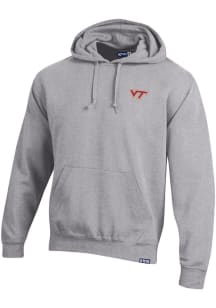 Gear for Sports Virginia Tech Hokies Mens Grey Big Cotton Long Sleeve Hoodie