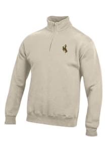 Gear for Sports Wyoming Cowboys Mens Oatmeal Big Cotton Long Sleeve 1/4 Zip Pullover