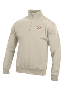 Gear for Sports Virginia Tech Hokies Mens Oatmeal Big Cotton Long Sleeve 1/4 Zip Pullover