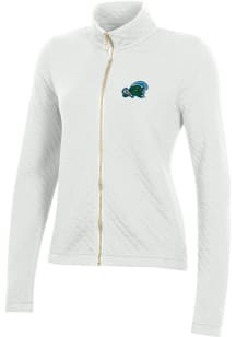 Gear for Sports Tulane Green Wave Womens White Relaxed Quilted Long Sleeve Full Zip Jacket