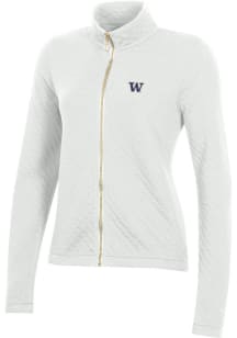 Gear for Sports Washington Huskies Womens White Relaxed Quilted Long Sleeve Full Zip Jacket