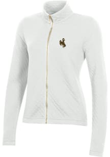 Gear for Sports Wyoming Cowboys Womens White Relaxed Quilted Long Sleeve Full Zip Jacket