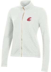 Gear for Sports Washington State Cougars Womens White Relaxed Quilted Long Sleeve Full Zip Jacke..