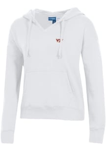 Gear for Sports Virginia Tech Hokies Womens White Big Cotton Hooded Sweatshirt