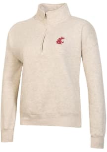 Gear for Sports Washington State Cougars Womens Oatmeal Big Cotton 1/4 Zip Pullover