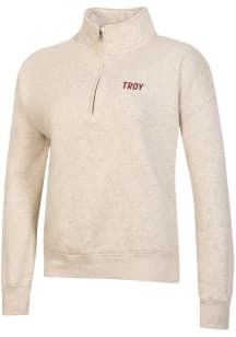 Gear for Sports Troy Trojans Womens Oatmeal Big Cotton 1/4 Zip Pullover