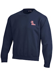 Gear for Sports Ole Miss Rebels Mens Navy Blue Big Cotton Long Sleeve Crew Sweatshirt