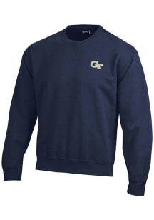 Gear for Sports GA Tech Yellow Jackets Mens Blue Big Cotton Long Sleeve Crew Sweatshirt