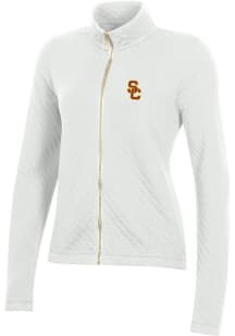 Gear for Sports USC Trojans Womens White Relaxed Quilted Long Sleeve Full Zip Jacket