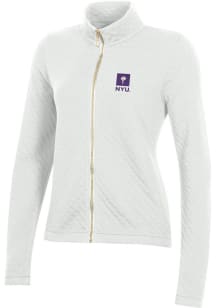 Gear for Sports NYU Violets Womens White Relaxed Quilted Long Sleeve Full Zip Jacket