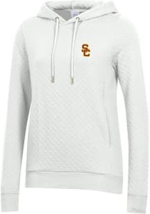 Gear for Sports USC Trojans Womens White Relaxed Quilted Hooded Sweatshirt