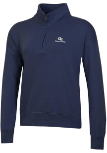 Gear for Sports GA Tech Yellow Jackets Womens Blue Big Cotton 1/4 Zip Pullover