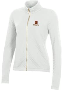 Gear for Sports Brown Bears Womens White Relaxed Quilted Long Sleeve Full Zip Jacket