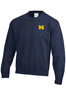 Gear for Sports Michigan Wolverines Mens Blue Big Cotton Long Sleeve Crew Sweatshirt