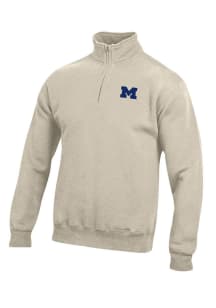 Mens Michigan Wolverines Oatmeal Gear for Sports Big Cotton Qtr Zip Pullover