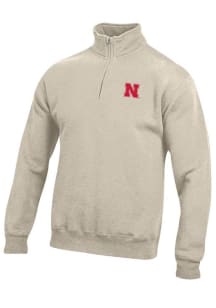 Mens Nebraska Cornhuskers Oatmeal Gear for Sports Big Cotton Qtr Zip Pullover