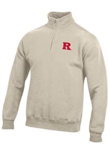 Mens Rutgers Scarlet Knights Oatmeal Gear for Sports Big Cotton Qtr Zip Pullover