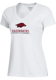 Gear for Sports Arkansas Razorbacks Womens White Mia Short Sleeve T-Shirt