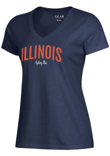 Gear for Sports Illinois Fighting Illini Womens Navy Blue Mia Short Sleeve T-Shirt