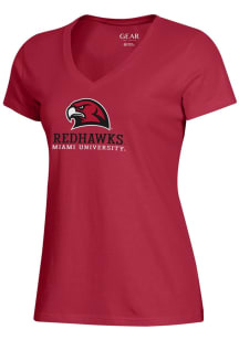 Gear for Sports Miami RedHawks Womens Red Mia Short Sleeve T-Shirt