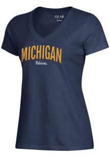 Gear for Sports Michigan Wolverines Womens Navy Blue Mia Short Sleeve T-Shirt