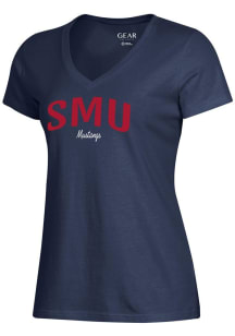 Gear for Sports SMU Mustangs Womens Navy Blue Mia Short Sleeve T-Shirt