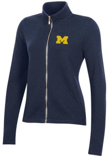 Womens Michigan Wolverines Navy Blue Gear for Sports Relaxed Quilted Long Sleeve Full Zip Jacket