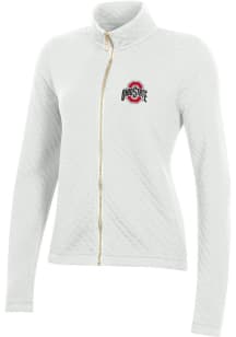 Womens Ohio State Buckeyes White Gear for Sports Relaxed Quilted Long Sleeve Full Zip Jacket