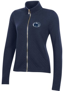 Womens Penn State Nittany Lions Navy Blue Gear for Sports Relaxed Quilted Long Sleeve Full Zip J..