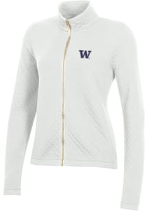 Womens Washington Huskies White Gear for Sports Relaxed Quilted Long Sleeve Full Zip Jacket