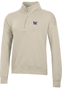 Womens Washington Huskies Oatmeal Gear for Sports Big Cotton Qtr Zip