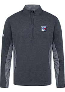 Levelwear New York Rangers Mens Navy Blue Waffle Embroidered 3D Patch Long Sleeve Qtr Zip Pullover