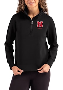 Cutter and Buck Nebraska Cornhuskers Womens Black Alumni Roam Qtr Zip