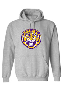 LSU Tigers Mens Grey Vault Logo Long Sleeve Hoodie