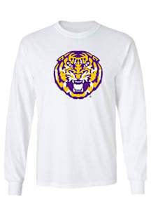 LSU Tigers White Vault Logo Long Sleeve T Shirt
