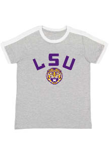 LSU Tigers Youth Grey Tiger Head Arch Short Sleeve T-Shirt