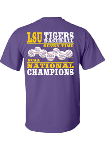 LSU Tigers Purple 2023 CWS Multi Champ Balls Short Sleeve T Shirt