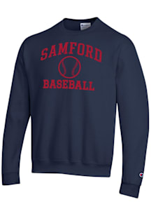 Champion Samford University Bulldogs Mens Navy Blue Baseball Powerblend Long Sleeve Crew Sweatshir..