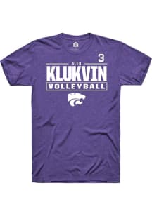 Alex Klukvin Rally Mens Purple K-State Wildcats NIL Stacked Box Player T Shirt