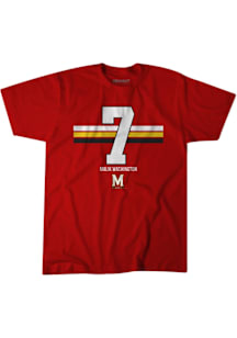 Malik Washington Maryland Terrapins Red Football Name And Number Stripe Short Sleeve Fashion Playe..