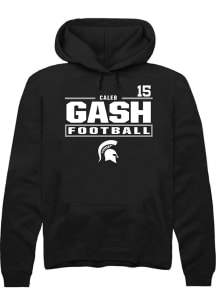 Caleb Gash Rally Mens Black Michigan State Spartans NIL Stacked Box Hooded Sweatshirt